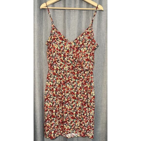 American Rag Mini Dress Women’s Size Medium Boho Floral Print Faux Wrap - Picture 7 of 16